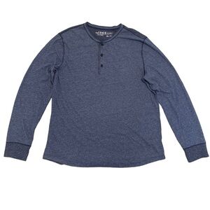 💜 Gap 1969 Men's XL Blue Heather Long Sleeve Henley Shirt | Cotton Blend